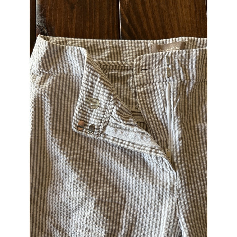 Chico's Pants Capri Size 1 Textured Striped Cropped Split Hem railroad stripe - Picture 4 of 7